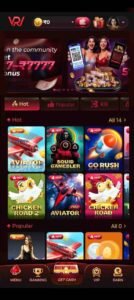 Rajwin apk download page with rajwin game dashboard